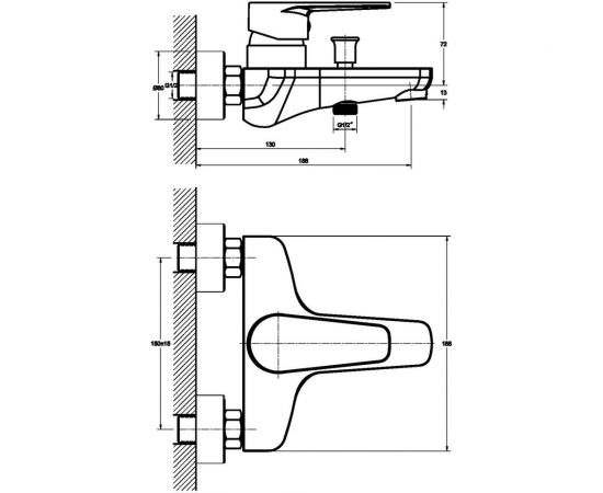 Смеситель для ванны Orange Flipo M23-100cr хром – изображение 2