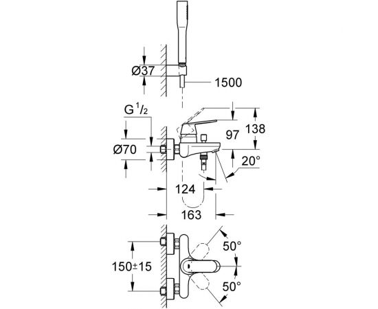 Смеситель для ванны GROHE Eurosmart Cosmopolitan Euphoria Cosmopolitan 32832000 – изображение 2