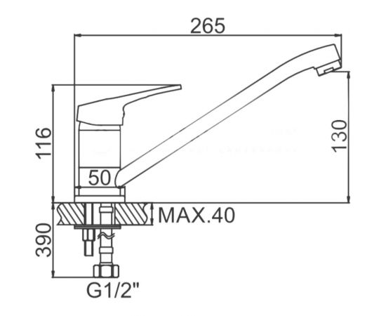 Смеситель для кухни LEDEME картридж д.35 мм, с гайкой L4813 806812 – изображение 2