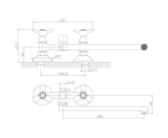 Смеситель для ванны Rossinka Q02-80 универсальный – изображение 2