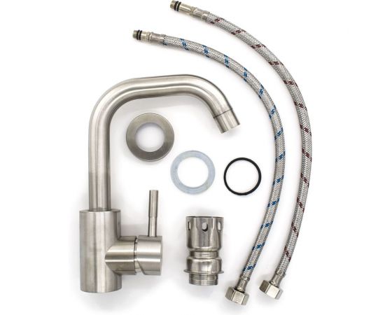 Однорычажный смеситель для кухни РемоКолор нержавеющая сталь, картридж 40 мм 67-0-781 – изображение 3