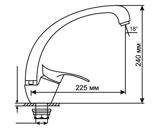 Смеситель для кухни Mixline высокий излив, без подводки 40k ML03-032 522125 – изображение 3