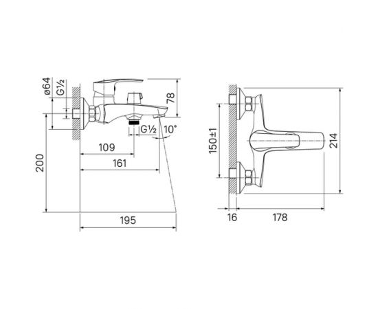 Смеситель для ванны с керамическим дивертором IDDIS Ray RAYSB02i02WA – изображение 3