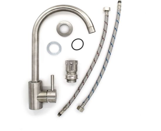 Смеситель для кухни РемоКолор нержавеющая сталь, керамический картридж 40 мм 67-0-780 – изображение 3