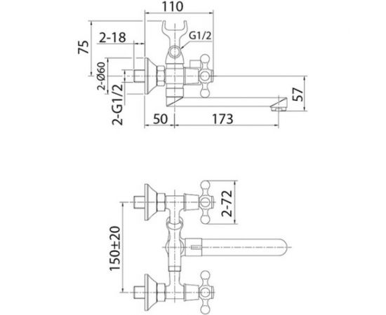 Смеситель для ванны Milardo Duplex DUPSB02M02 – изображение 3
