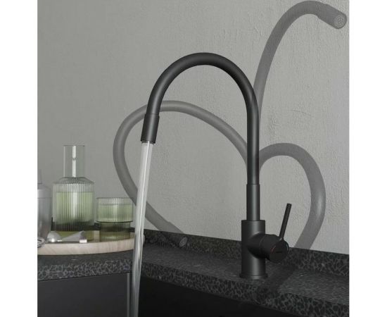 Смеситель для кухни Milardo Meal с гибким изливом, черный матовый M01BL0FM05 – изображение 3