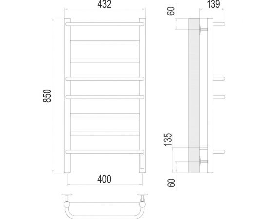 Полотенцесушитель Terminus Евромикс quick touch П8 400x850 4670078531285 – изображение 3
