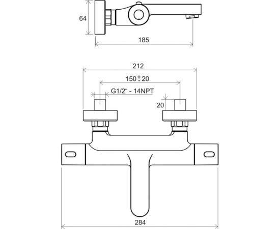 Настенный смеситель RAVAK термостатический, для ванны, без гарнитуры Termo 300 TE 023.00/150 X070097 00000049415 – изображение 5