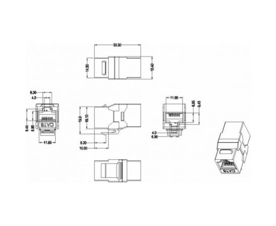 Проходной адаптер Hyperline CA2-KJ-C6-BK (coupler), RJ-45(8P8C) формата Keystone Jack 444915 – изображение 5