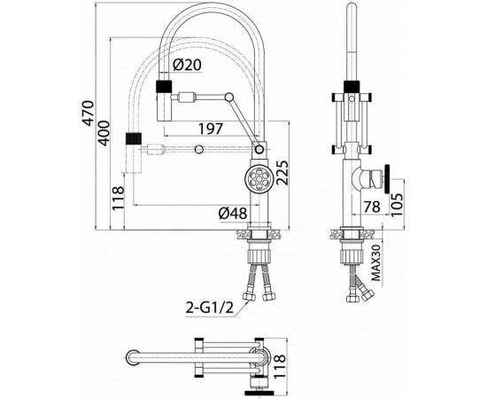 Смеситель для кухни IDDIS Grange с гибким изливом, сатин GRABNFLi05 – изображение 8