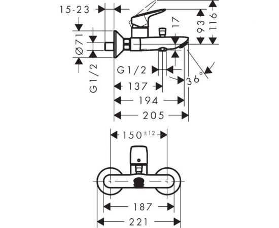 Смеситель для ванны HANSGROHE Logis 71400000 00000035194 – изображение 8
