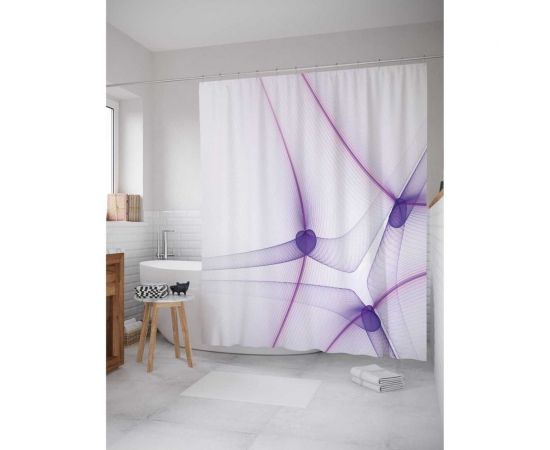 Штора (занавеска) для ванной JoyArty ""Прозрачные спирали"" из сатена, 180х200 см с крючками, sc_20003 