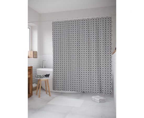 Штора (занавеска) для ванной JoyArty ""Абстракция овалов"" из сатена, 180х200 см с крючками, sc_54492 