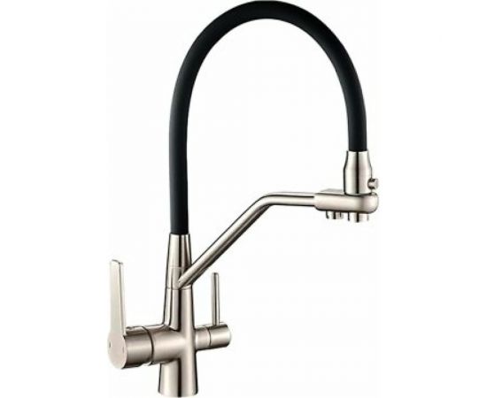 Смеситель для кухни OUTE T603BL-2 сатин с черным изливом 