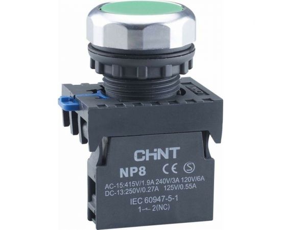 Кнопка управления CHINT NP8-10BND/3 1НО зел. AC 110В-220В(LED) IP65 (R) 667251 