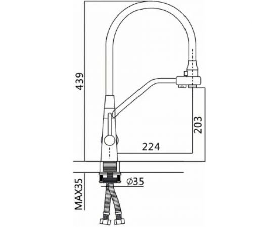 Смеситель для кухни OUTE T603BL-2 сатин с черным изливом – изображение 2