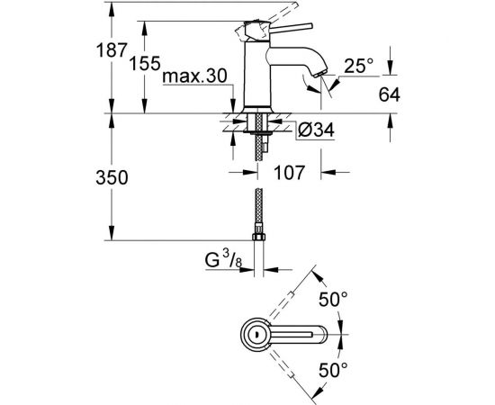 Смеситель для раковины GROHE BauClassic 23162000 – изображение 2