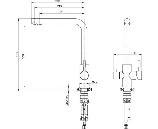 Смеситель для кухни с каналом для питьевой воды OLIVES balear черный, нержавеющая сталь 13450BLB – изображение 2