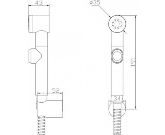 Душевой гигиенический комплект лейка с кнопкой, шланг 1200 мм, фиксированный держатель для душевой лейки, хром SM1357AA – изображение 2
