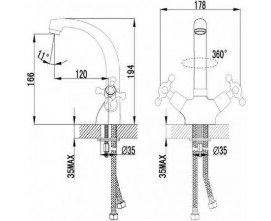 Смеситель для умывальника SmartSant Классик нью высокий излив, без донного клапана, хром SM180009AA – изображение 2
