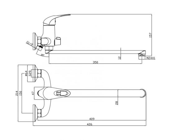Смеситель для ванны OLIVES Vega с длинным изливом 12221VE – изображение 2