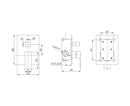 Встраиваемая душевая система скрытого монтажа ПРОФСАН ПСМ с двумя выходами тип ГОСТ См–ДшОРЗШтШл PSM-CB-02 – изображение 2