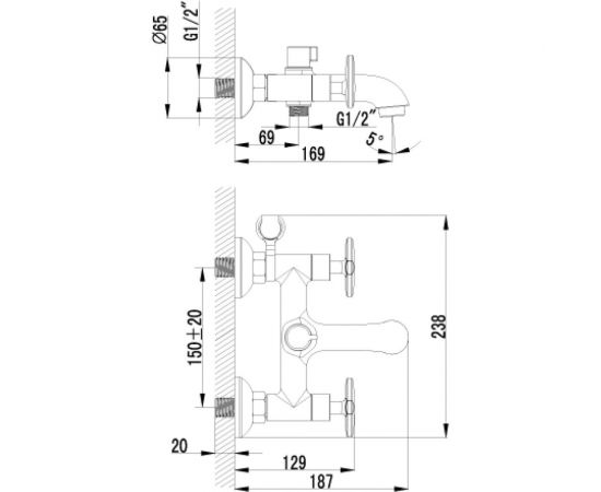 Смеситель для ванны Lemark Plus Spirit LM1912C – изображение 2
