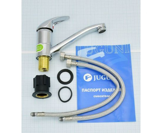Одноручный смеситель для умывальника Juguni с гибкой подводкой 0402.940C – изображение 3