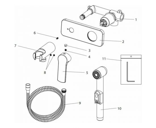 Встраиваемый смеситель с гигиеническим душем Lemark Plus Grace LM1519C – изображение 5