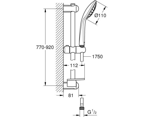 Душевой гарнитур с мыльницей GROHE Euphoria 110 Mono душевая штанга 900 мм 27267001 – изображение 6