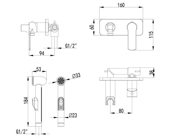 Встраиваемый смеситель с гигиеническим душем Lemark Plus Grace LM1519C – изображение 6