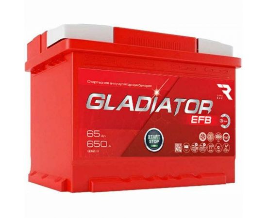 Аккумуляторная батарея Gladiator 65 А/ч, обратная полярность, тип вывода конус GEF6500 