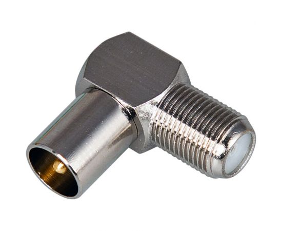 Антенный угловой переходник REXANT RG-6, SAT, гнездо F - штекер ТВ, 06-0027-A 