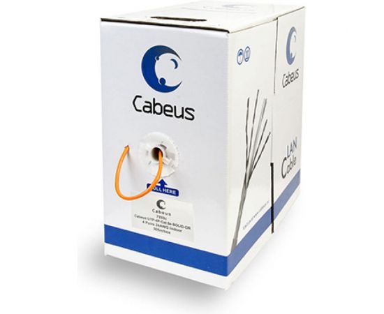 Кабель Cabeus витая пара, категория 5e, 4 пары, одножильный, оранжевый UTP-4P-Cat.5e-SOLID-OR 