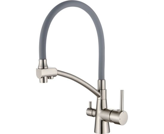 Смеситель для кухни Ledeme с выходом для питьевой воды, серый/сатин L4855A-9 808342 