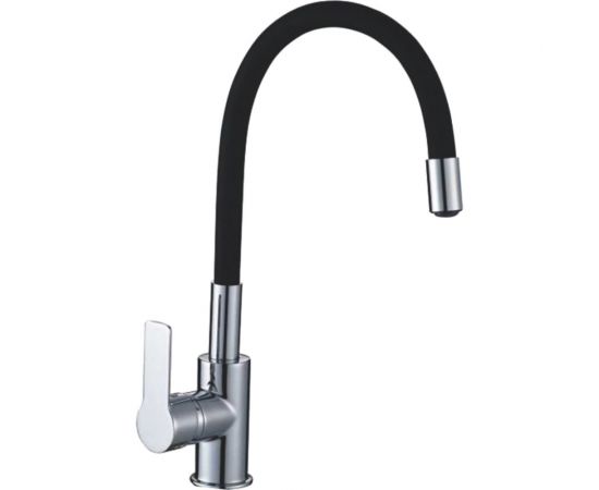 Смеситель для кухни Gota Rocio Santa-Barbara с силиконовым изливом, крепление гайка, черный d35 302532-GOTA 