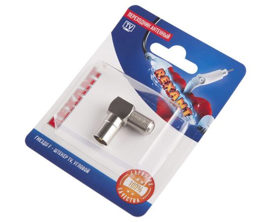 Антенный угловой переходник REXANT RG-6, SAT, гнездо F - штекер ТВ, 06-0027-A – изображение 2