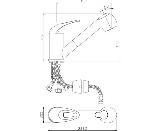 Смеситель для кухни c выдвижным изливом OLIVES Vega 12421VE – изображение 2