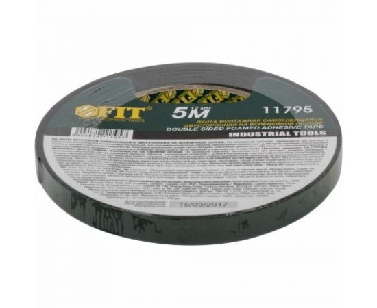 Двухсторонняя монтажная клеящая лента FIT IT на вспененной основе с полимерной подложкой 12 мм х 5 м 11795 – изображение 2