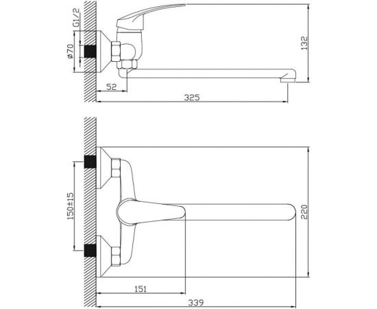 Смеситель Diadonna универсальный, с прямым, поворотным изливом D80-246112 – изображение 2