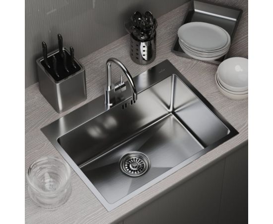 Настольная мойка MIXLINE PRO 60x45, 3 мм, выпуск 3 1/2, 22 см, с сифоном, сатин 547235 – изображение 4