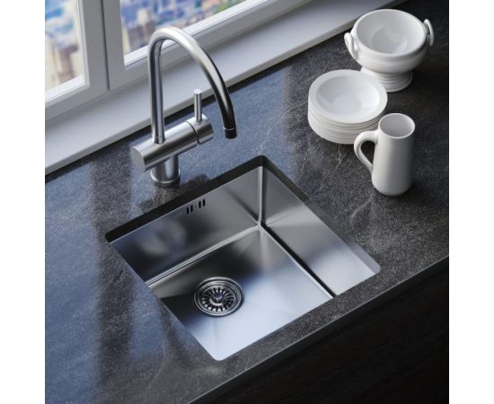 Подстольная мойка MIXLINE PRO 50x50, 3 мм, выпуск 3 1/2, 20 см, с сифоном, сатин 547227 – изображение 4