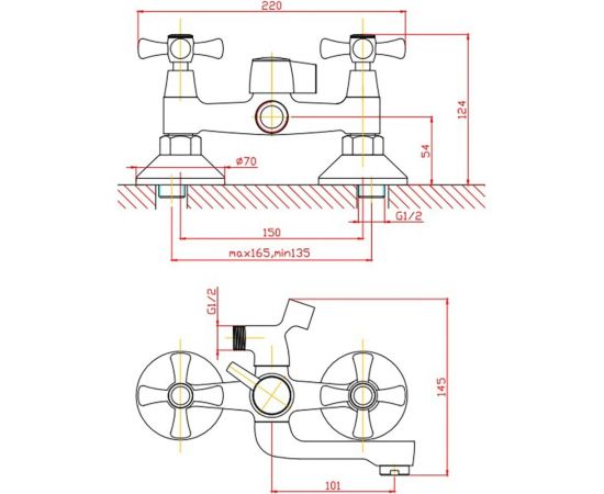 Универсальный смеситель для ванны Agger Retro-X бронза A1721288 – изображение 8