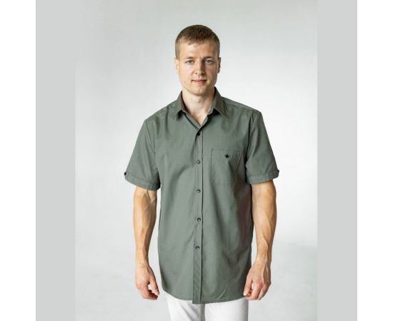 Мужская рубашка с коротким рукавом Текстиль М Меркури, серый SH_GREYM/43 