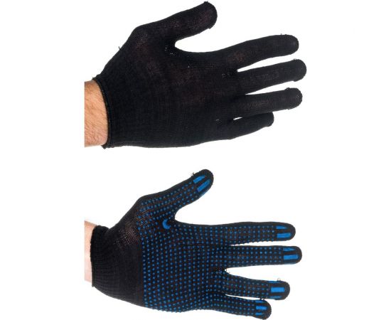 Трикотажные перчатки с ПВХ БЕРТА черные, 1 пара 100ч/1 