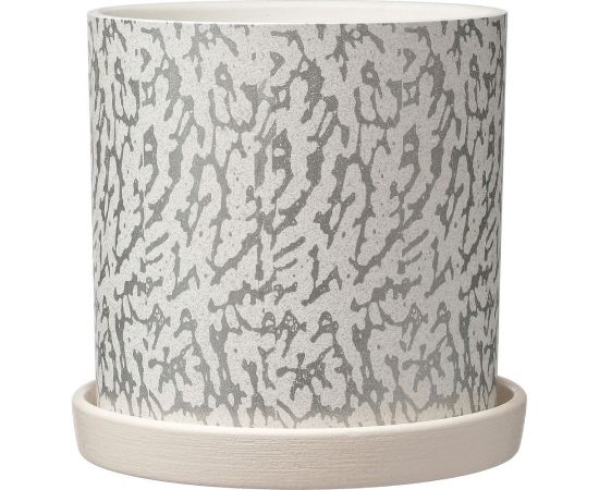 Горшок ООО КОМПОЗИТ Шарм белый серебро цилиндр №2. КБ-Ц2-252-0331 