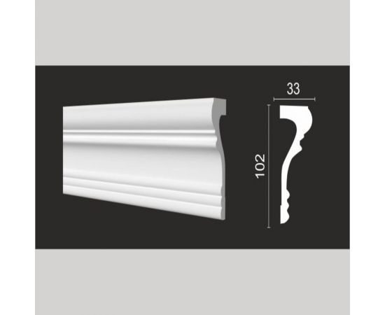 Стеновой молдинг Decor-Dizayn ударопрочный влагостойкий под покраску 102Х33Х2000 мм DD604 – изображение 2