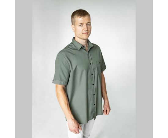 Мужская рубашка с коротким рукавом Текстиль М Меркури, серый SH_GREYM/43 – изображение 3