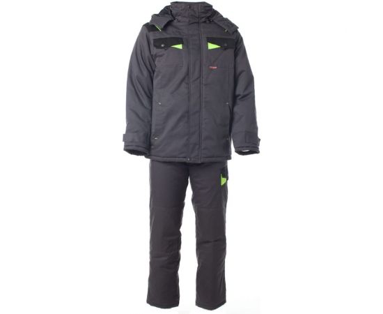 Зимний костюм СПРУТ Корвет куртка/брюки, темно-серый/черный/лимон, р. 56-58/112-116, рост 182-188, 115663 