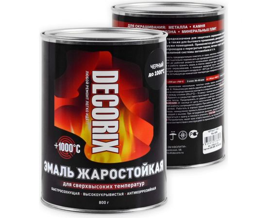 Жаростойкая эмаль для сверхвысоких температур Decorix (до +1000 градусов; матовая; чёрный; банка 0.8 кг) 0752-01 DX – изображение 3